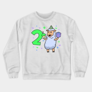 I am 2 with sheep - girl birthday 2 years old Crewneck Sweatshirt